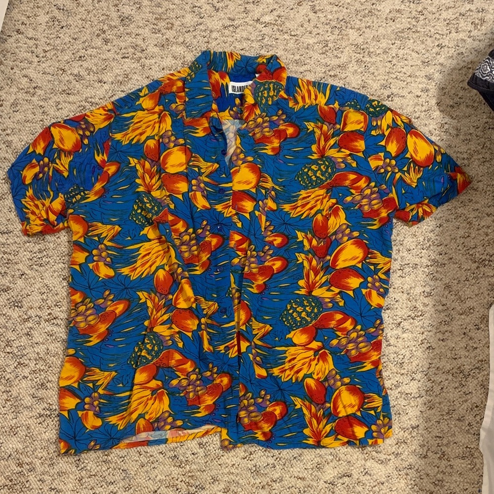 Islander Blue and Orange Tropical Men's Shirt